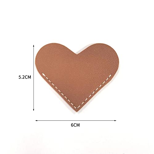 6 Pieces Mini Heart Bookmarks Artificial Leather Heart Corner Page Bookmark Reading Page Clips Gift for Women Book Lovers (6)