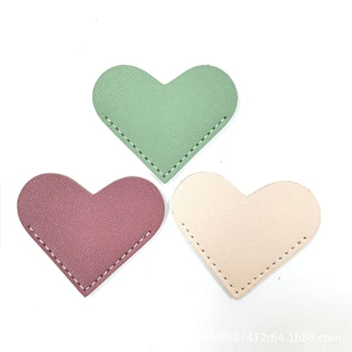 6 Pieces Mini Heart Bookmarks Artificial Leather Heart Corner Page Bookmark Reading Page Clips Gift for Women Book Lovers (6)