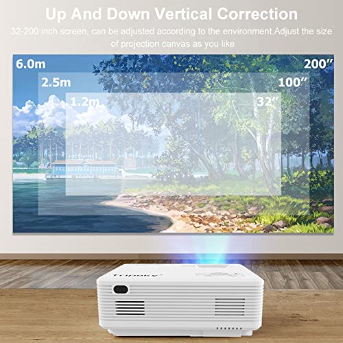 5G WiFi Bluetooth Projector Portable Video-Projector with 6000 Lumens 50000 Hours 1080P with TV Stick Smartphone HDMI USB AV, for Home Cinema & Outdoor Movies