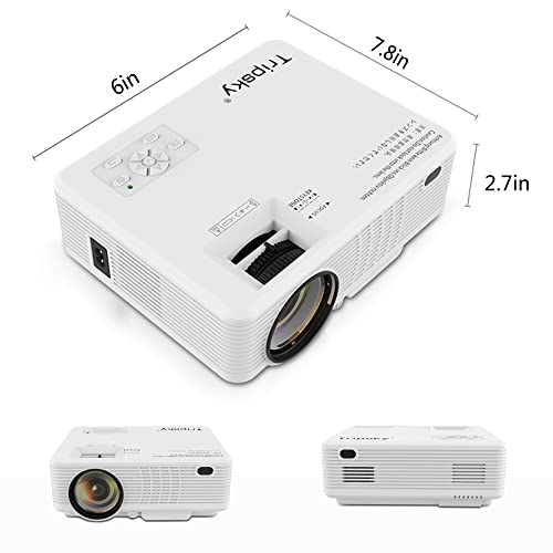 5G WiFi Bluetooth Projector Portable Video-Projector with 6000 Lumens 50000 Hours 1080P with TV Stick Smartphone HDMI USB AV, for Home Cinema & Outdoor Movies