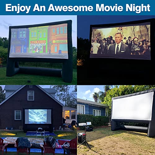 XHYCPY 16ft Inflatable Movie Screen Outdoor Projector Screen with Air Blower Storage Bag - Front/Rear Projection, Easy Set Up Blow Up Screen for Backyard Movie Night, Theme Parties, Celebrations