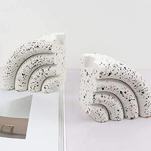 WYOERN Fan-Shaped Terrazzo Bookends Handmade Book Ends Supports for Shelves Heavy Duty Books End Office Book Stopper