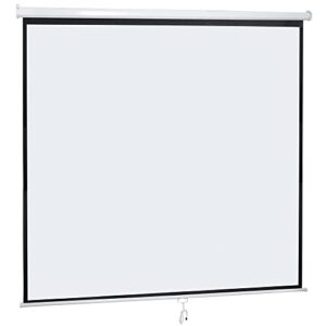 Smartxchoices 120" HD Manual Projector Screen 1.1 Format with Auto Lock Anti-Crease Home Theater Office Wall Mounted Ceiling Pull Down Projection 1.1 Gain Matte White,View Size: 84 x 84 inches