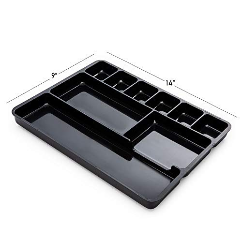 Desk Drawer Organizer Tray with 9 Storage Compartments - For Home and Office - Perfect Organizing Pens, Pencils, Paper Clips, Sticky Notes and all your Supplies - 2 Pack