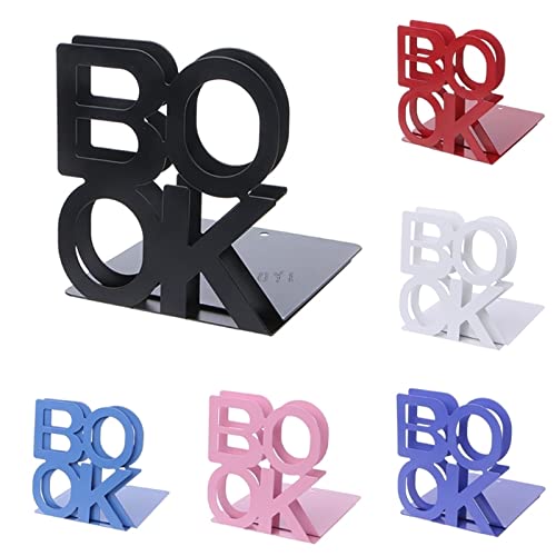 Wonzonewd File Sorters Alphabet Shaped Metal Bookends Iron Support Holder Desk Stands for Books (Color : Red)