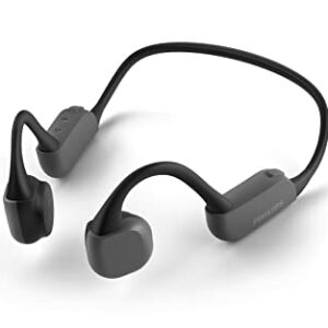 Philips GO A6606 Open-Ear Bone Conduction Bluetooth Headphones with Lightweight Neckband, Waterproof, Black