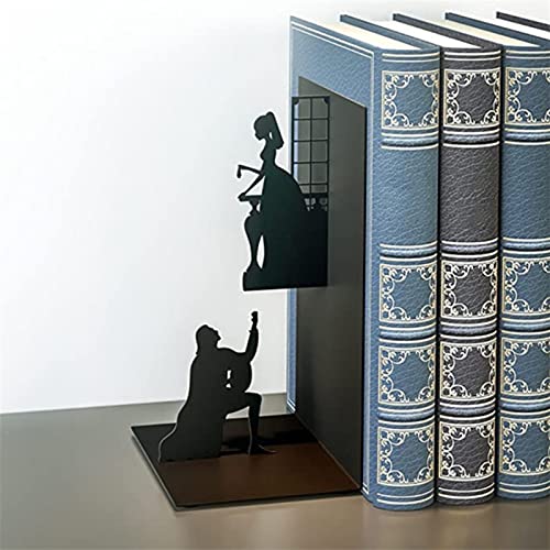 Wonzonewd File Sorters Iron Figure Bookends Reading Book Support Retro Non-Skid Book Ends Stoppers Home Office Table Desktop Decor (Color : A)