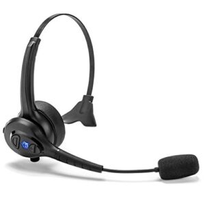 blue tiger advantage plus wireless bluetooth headset – professional trucker and office headset with microphone – durable, noise cancelling, clear sound, long battery life, no wires – 36 hour talk time