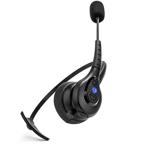 Blue Tiger Advantage Plus Wireless Bluetooth Headset - Professional Trucker and Office Headset with Microphone - Durable, Noise Cancelling, Clear Sound, Long Battery Life, No Wires - 36 Hour Talk Time