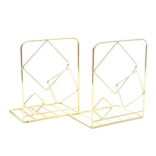 Wonzonewd File Sorters 2pcs Square Metal Desktop Bookends Book Ends Support Stand Holder Shelf Bookrack