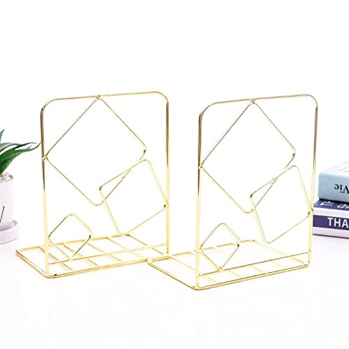 Wonzonewd File Sorters 2pcs Square Metal Desktop Bookends Book Ends Support Stand Holder Shelf Bookrack