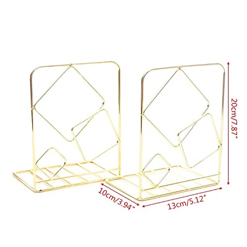 Wonzonewd File Sorters 2pcs Square Metal Desktop Bookends Book Ends Support Stand Holder Shelf Bookrack