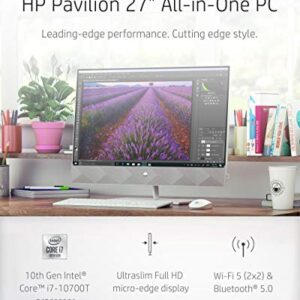 HP 27 Pavilion All-in-One PC, 10th Gen Intel i7-10700T Processor, 16 GB RAM, Dual Storage 512 GB SSD and 1TB HDD, Full HD IPS 27 Inch Touchscreen, Windows 10 Home, Keyboard and Mouse (27-d0072, 2020)