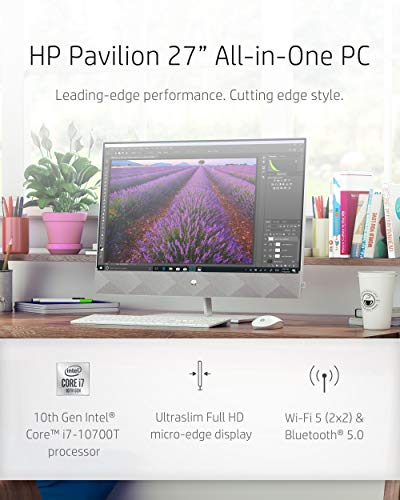 HP 27 Pavilion All-in-One PC, 10th Gen Intel i7-10700T Processor, 16 GB RAM, Dual Storage 512 GB SSD and 1TB HDD, Full HD IPS 27 Inch Touchscreen, Windows 10 Home, Keyboard and Mouse (27-d0072, 2020)