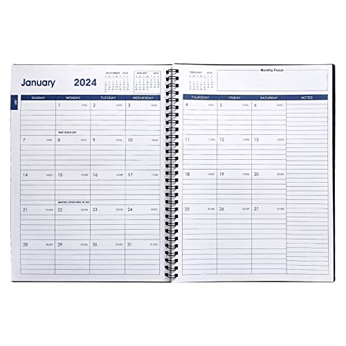 UtyTrees Calendar 2023 Planner - January 2023 - June 2024 Calendar Planner, 7.6" x 10.2", A4 2023 Calendar Planner, 18 Month Planner, with Double-Sided Storage Pocket, Premium Thick Paper, Black