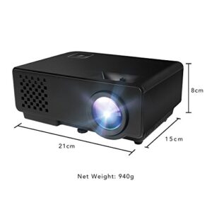 GAOHAILONG Mini Projector Portable Multimedia 1000 Lumens Home Theater Movies Parties 1080P HD and HDMI USB VGA AV ATV Input led, Black