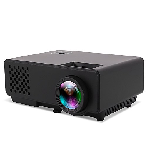 GAOHAILONG Mini Projector Portable Multimedia 1000 Lumens Home Theater Movies Parties 1080P HD and HDMI USB VGA AV ATV Input led, Black