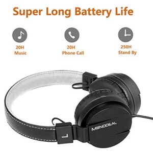 MONODEAL Active Noise Cancelling Headphones with Microphone/Controller, Lightweight Wired Earphones On Ear, Deep Bass Foldable Travel Headset with Carrying Case, 20 Hours Playtime - Black …