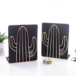 SZYAWsd File Sorters 1Pair Creative Cactus Shaped Metal Bookends Book Support Stand Desk Organizer Storage Holder Shelf for School Office Supplies (Color : Rose Gold)