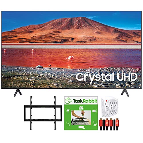 SAMSUNG UN50TU7000 50-inch 4K Ultra HD Smart LED TV 360 Design Bundle with TaskRabbit Installation Services + Deco Gear Wall Mount + HDMI Cables + Surge Adapter