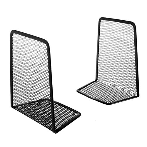 SZYAWsd File Sorters 1 Pair Metal Mesh Bookend, Non-Skid Book Stand Supports, Desktop Rack Shelf Holder Book Stopper for Books/Movies/CDs/Video Games