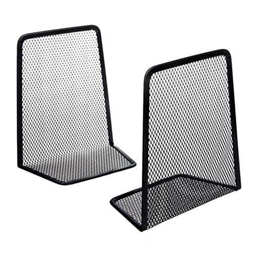 SZYAWsd File Sorters 1 Pair Metal Mesh Bookend, Non-Skid Book Stand Supports, Desktop Rack Shelf Holder Book Stopper for Books/Movies/CDs/Video Games