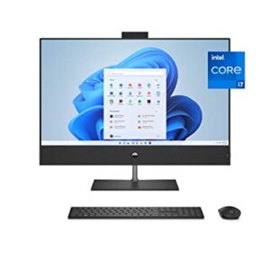 HP Pavilion 32 All-in-One Desktop PC, 12th Gen Intel Core i7-12700T, 16 GB RAM, 1 TB SSD, Quad HD IPS Display, Windows 11 Home, 4K Graphics, Wireless Mouse and Keyboard, Slim Design (32-b0050, 2022)