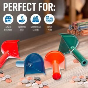 Nadex Easy Wrap Coin Tube Set with 40 Wrappers Included - Funnel Shaped Coin for Pennies, Nickles, Dimes, and Quarters - Four Color-Coded Tubes