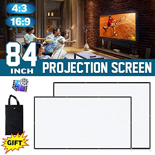 FMOGE 16:9 Projector Simple Curtain Anti-Light Screen 84 Inches Home Outdoor Office Portable 3D HD Projector Screen