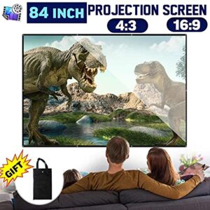 FMOGE 16:9 Projector Simple Curtain Anti-Light Screen 84 Inches Home Outdoor Office Portable 3D HD Projector Screen