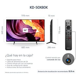 Sony 50 Inch 4K Ultra HD TV X80K Series: LED Smart Google TV with Dolby Vision HDR KD50X80K- 2022 Model (Renewed)