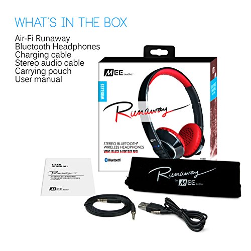 MEE audio Runaway 4.0 Bluetooth Stereo Wireless + Wired Headphones with Microphone (Black/Red)