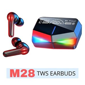 M28 Wireless Earbuds TWS Bluetooth 5.1 Gaming Monster Earphones Touch Control Headphones Microphone Mirror Screen Mini LED Display - Excellent Sound Ensure Fast & Stable Connection Waterproof | AD