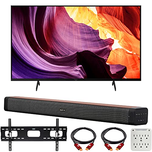 Sony KD-43X80K 43" X80K 4K Ultra HD LED Smart TV 2022 Bundle with Deco Home 60W 2.0 Channel Soundbar, 37"-100" TV Wall Mount Bracket Bundle and 6-Outlet Surge Adapter