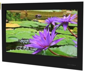 avel waterproof tv for bathroom/shower/kitchen/living room android smart tv (black frame, 43”)