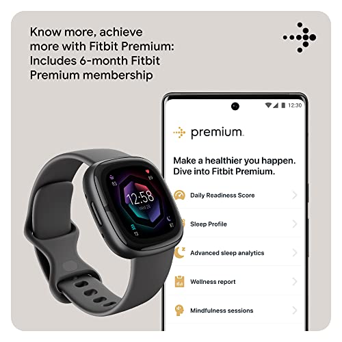 Fitbit Sense 2 Advanced Health and Fitness Smartwatch with Tools to Manage Stress and Sleep, ECG App, SpO2, 24/7 Heart Rate and GPS, Shadow Grey/Graphite, One Size (S & L Bands Included)