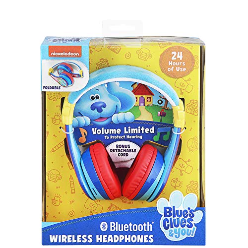 eKids Blues Clues Kids Bluetooth Headphones, Wireless Headphones with Microphone Includes Aux Cord, Volume Reduced Kids Foldable Headphones for School, Home, or Travel
