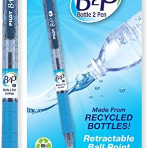 PILOT B2P - Bottle to Pen Refillable & Retractable Ball Point Pen Made From Recycled Bottles, Fine Point, Black Ink, 12-Pack (32600), Dozen Box (Fine Point)