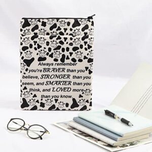 WSNANG Cow Gifts for Cowgirl Cow Book Sleeve with Zipper Cow Lovers Gift Cow Book Covers for Paperback Book Protector Gift Farm Animal Lovers Gift (Cow BS)