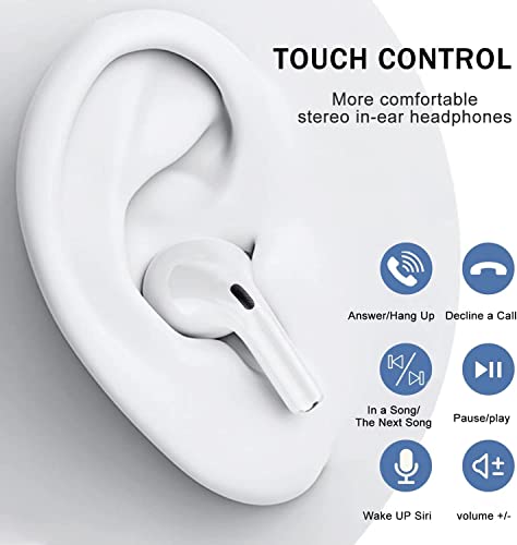 Wireless Earbuds, 30H Playtime AirProBluetooth Headphones with Wireless Charging Box, IPX7 Waterproof in-Ear Ear Buds, Clear Calls Built-in Microphone Stereo Touch Earphones, for iPhone Huawei Samsung