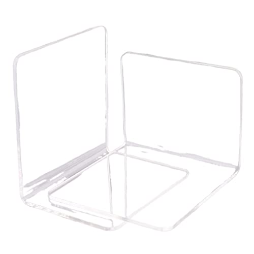 SZYAWsd File Sorters 2Pcs L-Shaped Clear Acrylic Bookends Desk Organizer Desktop Shelf Book Holder School Stationery Office Accessories Decoration