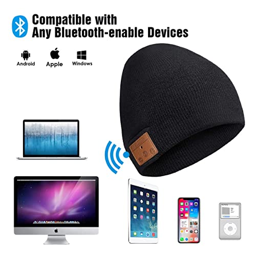 ZRUHIG Bluetooth Beanie,Stereo Knit Music Hat with Bluetooth V5.0 Wireless Hats Headphone Upgraded Unisex Knit Bluetooth Beanie Suitable for Outdoor Sports,Gift…