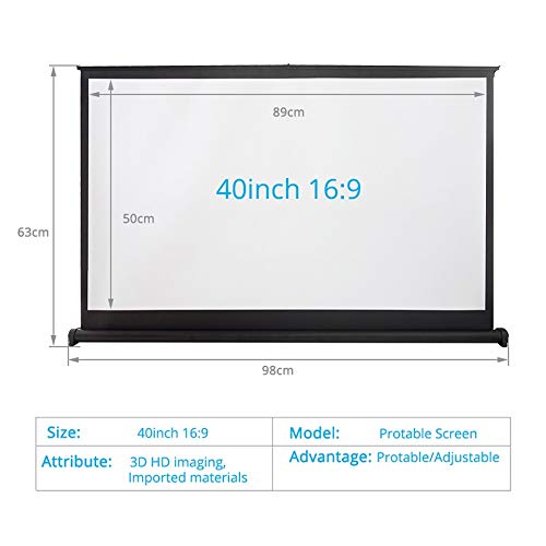 FZZDP 40 inch 16:9 Mini Table Projector Screen Matt White Portable Tabletop Projection Screen for LED/LCD/DLP projectors