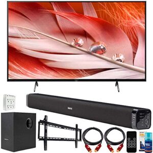 sony xr50x90j 50-inch x90j 4k ultra hd full array led smart tv bundle with deco gear home theater soundbar with subwoofer, wall mount accessory kit, 6ft 4k hdmi 2.0 cables and more