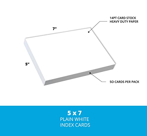 Home Advantage Set of 50 Blank Plain White 5x7 Index Cards, Postcards