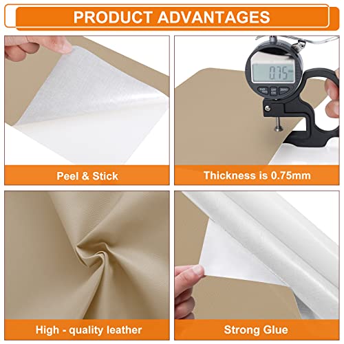 Self-Adhesive Leather Repair Patches,8x11 inch Leather Repair Tape for Couches,Vinyl Leather Repair Kit for Furniture,Drivers Car Seats,Handbags,Jackets Beige