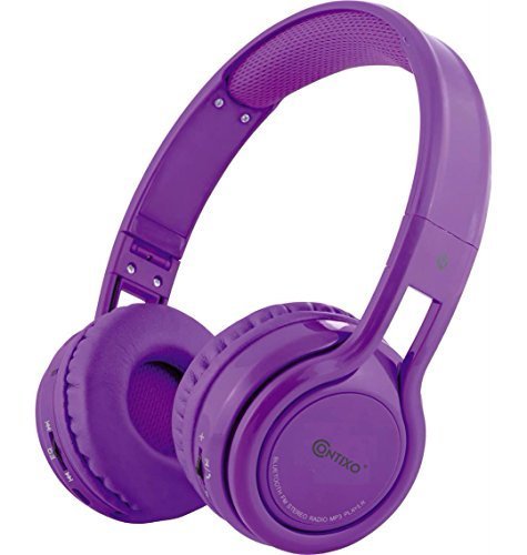 Contixo KB-2600 Premium Headphones for Kids - 85db Volume Limiter - Over-Ear and Build-in Mic Wireless Children Headphones for Boys - Foldable Heaphones for iPhone/iPad/Smartphones/Laptop/PC (Purple)