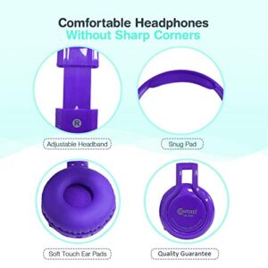 Contixo KB-2600 Premium Headphones for Kids - 85db Volume Limiter - Over-Ear and Build-in Mic Wireless Children Headphones for Boys - Foldable Heaphones for iPhone/iPad/Smartphones/Laptop/PC (Purple)