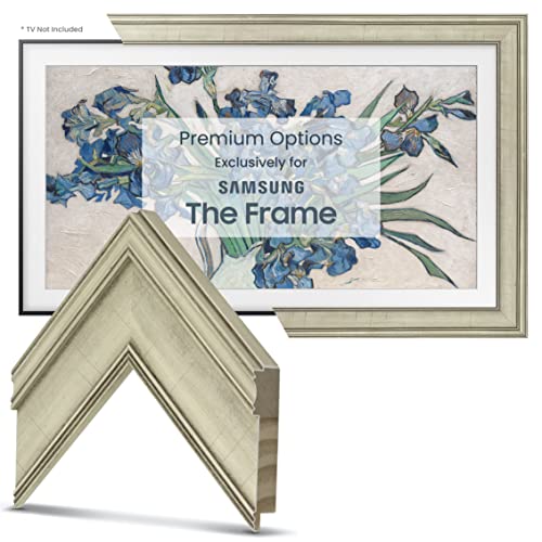 Deco TV Frames - Antique White Smart Frame Compatible ONLY with Samsung The Frame TV (50", Fits 2021-2023 Frame TV)