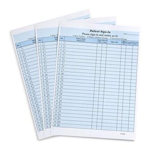 blue summit supplies 125 patient sign in sheets, hipaa compliant, peel off adhesive labels carbonless 3 part forms with, for privacy in doctor, medical, dental office, blue, 125 pack